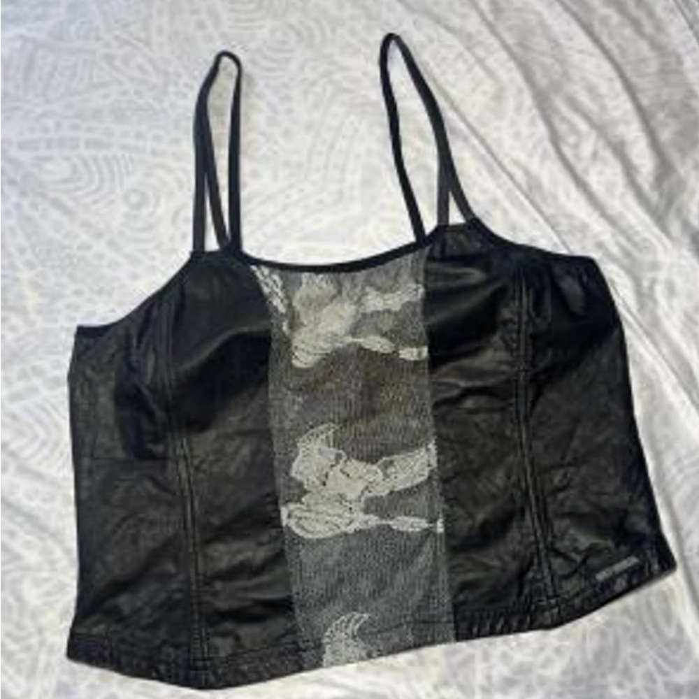 Harley-Davidson Black Lace-Panel Cropped Cami size Xl